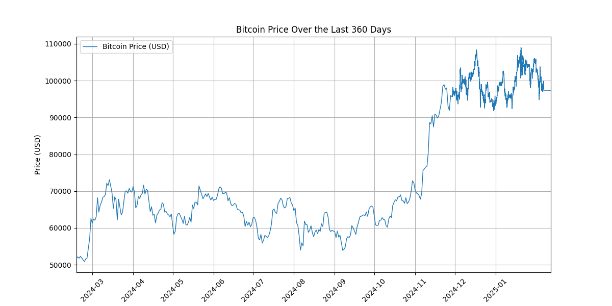 Bitcoin Price Over the Last 360 Days